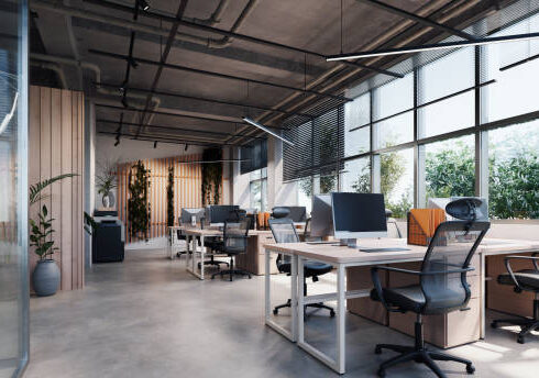modern office interior, 3d rendering